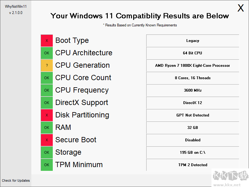 WhyNotWin11(一鍵檢測Win11升級條件工具)