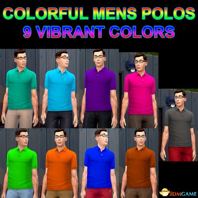 模擬人生4多種顏色的男士Polo衫MOD